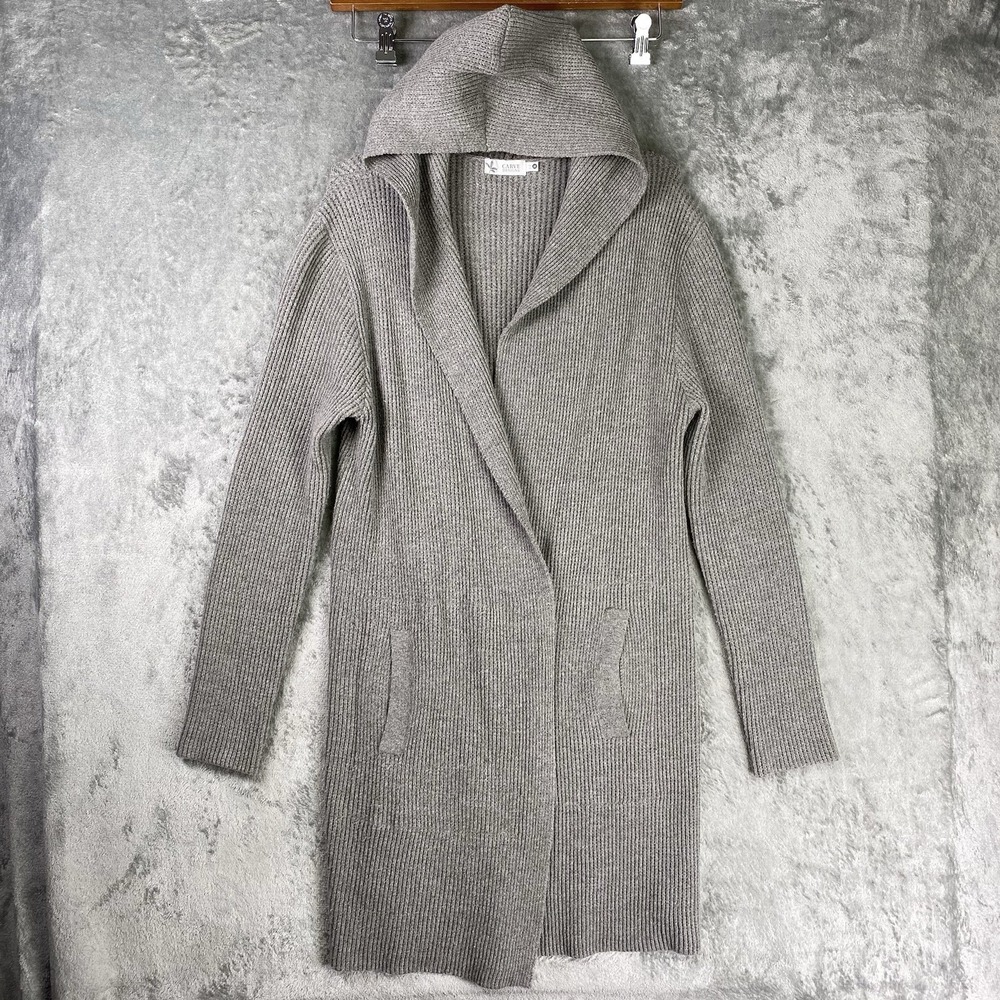 Carve Designs Cardigan Womens Sz M Grey Durango Hooded Sweater Open Pockets Cozy